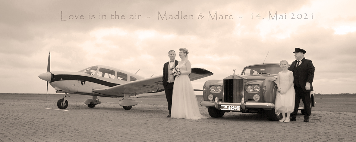 Hochzeit mit Rolls-Royce und Flugzeug - das passt!